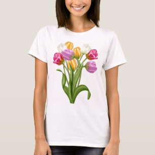 T-shirts TShirt da tulipa para flores do primavera das