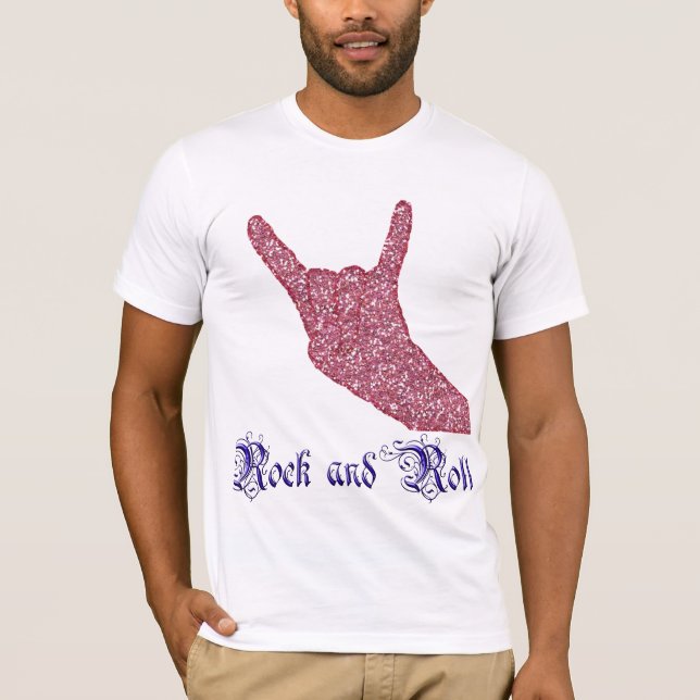 T-shirts Tshirt do sinal do rock and roll do brilho (Frente)