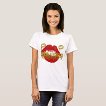 Tshirt Dourado & vermelho do THICKALICIOUS das