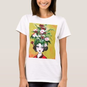 T-SHIRTS TSHIRT FLORAL DO BRANCO DA GUEIXA