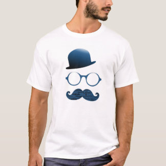 T-shirts Tshirt homem branco chapéu luneta e bigode