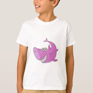 T-shirts Tubarão-Cartoon Grande Rosa