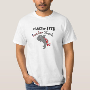 T-shirts tubarão da liberdade da TECNOLOGIA da carta