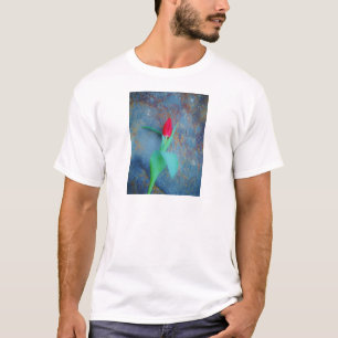 T-shirts Tulipa Vermelha na Cinza Azul