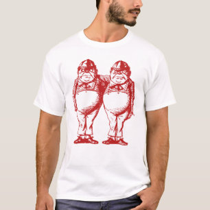 T-shirts Tweedle Dee e Tweedle o vermelho coberto Dum