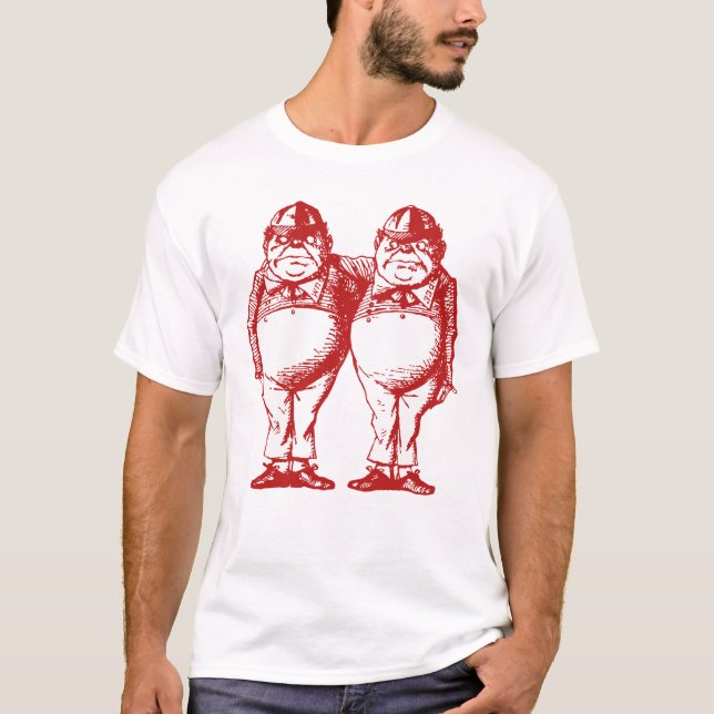 T-shirts Tweedle Dee e Tweedle o vermelho coberto Dum (Frente)
