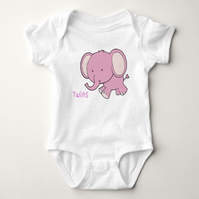 T-shirts Twin Elephant baby onsie (Frente)