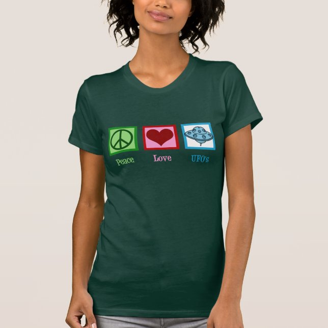 T-shirts UFO do amor da paz (Frente)