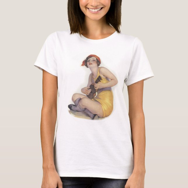 T-shirts Uke Tocando Flapper Senhoras Leve manga longa Tee (Frente)