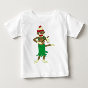 T-shirts Ukulele do macaco da peúga
