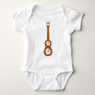 T-shirts Ukulele e hibiscus branco