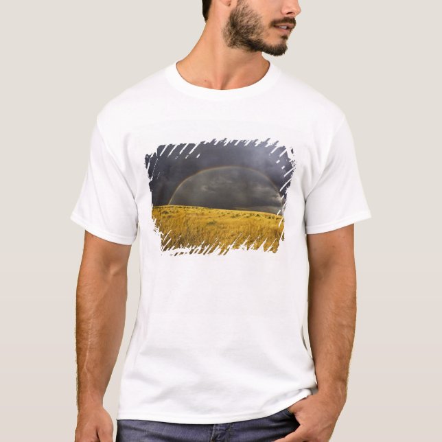 T-shirts Um arco-íris aparecendo através de uma névoa à tar (Frente)