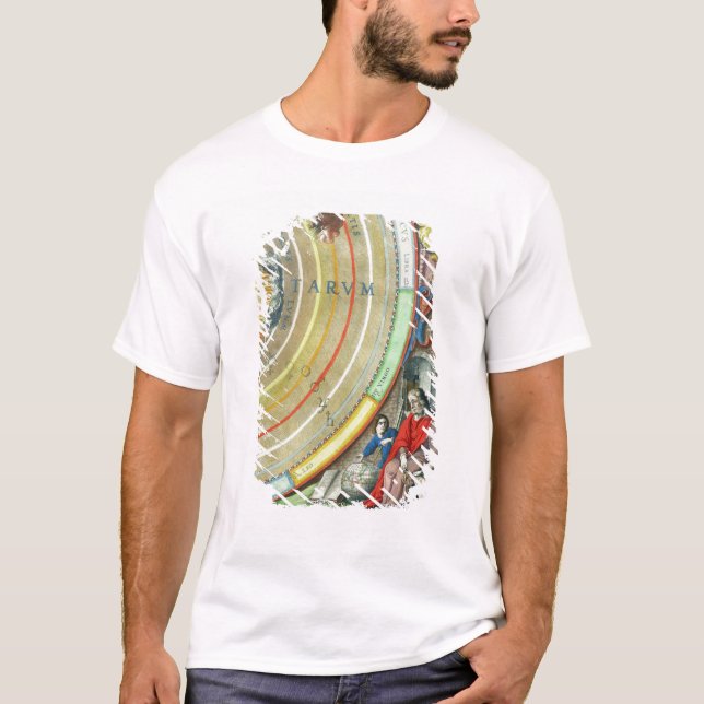 T-shirts Um astrónomo, detalhe de um mapa dos planetas, f (Frente)