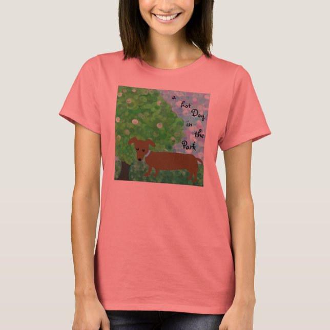 T-shirts Um cachorro quente no parque (Frente)