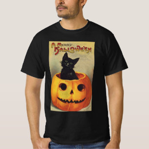T-shirts Um Feliz Halloween por Ellen Clapsaddle, Gato Anti