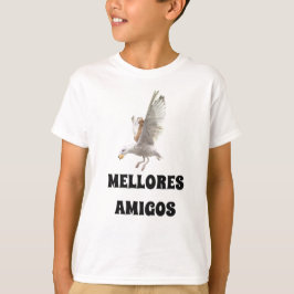 T-shirts Um gato e uma gaivota e melhores amigos na Galiza