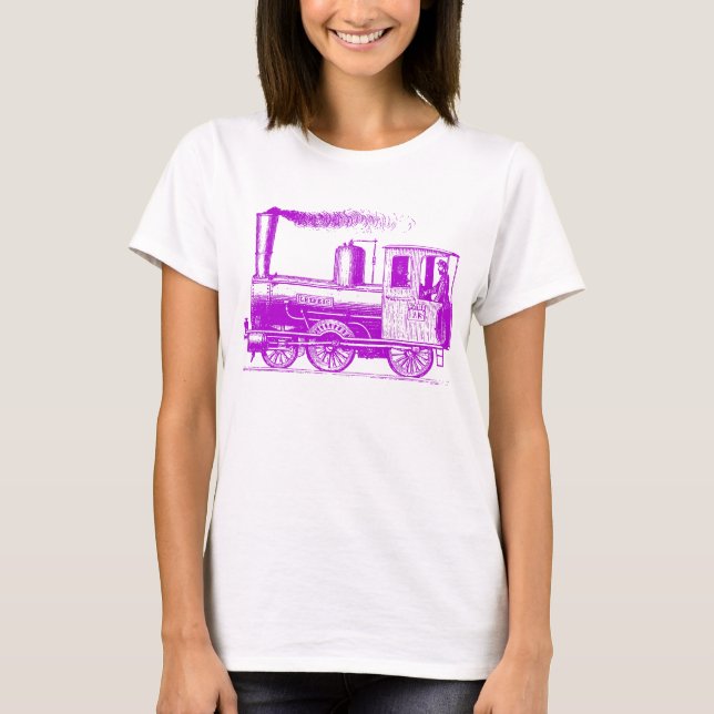 T-shirts Um homem e seu trem - Roxo (Frente)