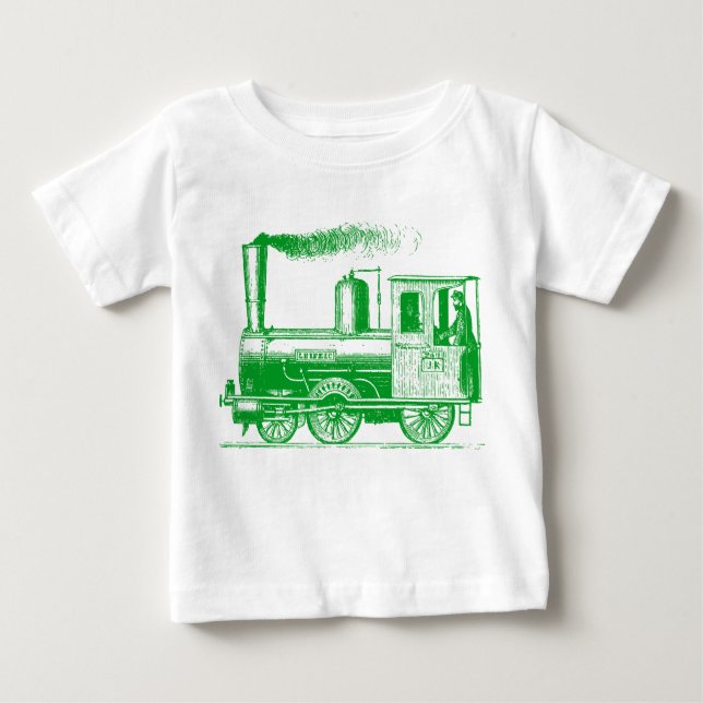 T-shirts Um homem e seu trem - verde-grama (Frente)