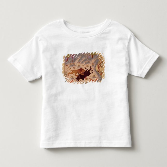 T-shirts Um leão que ataca e que mata uma Bull (Frente)