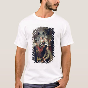 T-shirts Um Peddler que vende Scarves às mulheres de Troye