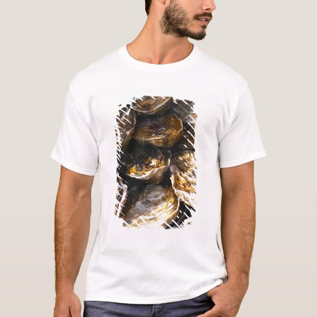 T-shirts Um prato de ostras. (Frente)