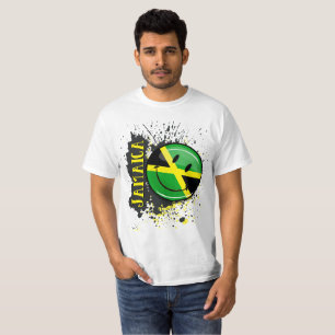 T-shirts Um respingo da bandeira de sorriso de Jamaica