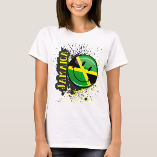 T-shirts Um respingo da bandeira de sorriso de Jamaica