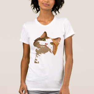 T-shirts Um retrato artístico do gato calico de olhos verde