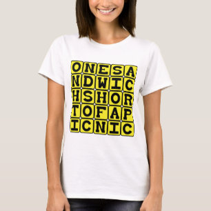 T-shirts Um Sanduíche Curto de um Piquenique, Louco