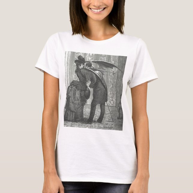 T-shirts Um Victorian do beijo/vampiro voado gótico (Frente)