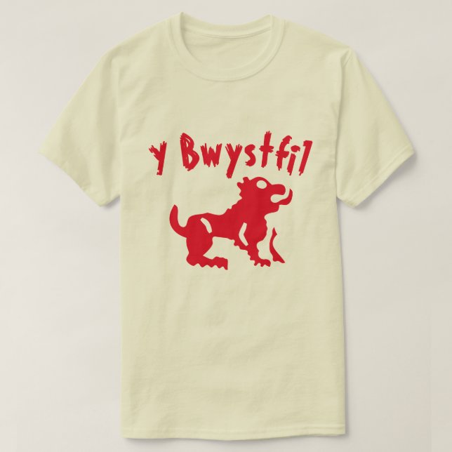 T-shirts Uma besta com texto de bwystfil (Frente do Design)