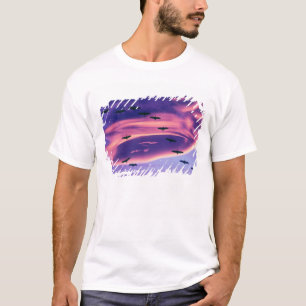 T-shirts Uma composição fotográfica de grous-da-sibéria em