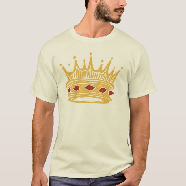 T-shirts Uma Coroa de Rei Ouro com Joias (Frente)