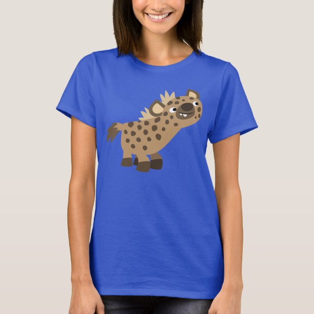 T-shirts Uma curiosa e curiosa caricatura Hyena Women T-Shi (Frente)
