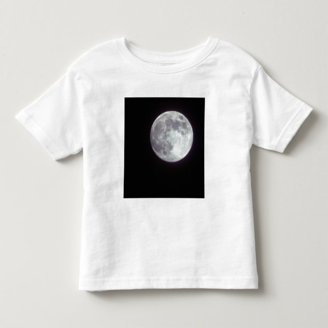T-shirts Uma lua cheia brilhante em um céu noturno negro. (Frente)