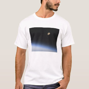 T-shirts Uma lua gibbous visível acima da atmosfera de