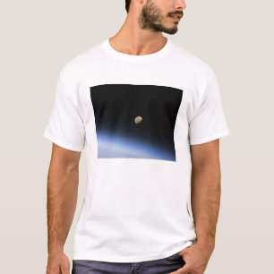 T-shirts Uma lua gibbous visível acima da atmosfera de