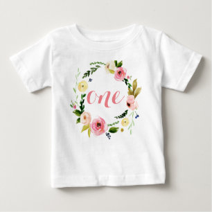 T-shirts Uma Menina Personalizada Wreath Floral