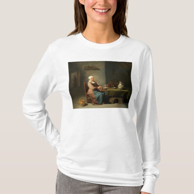 T-shirts Uma mulher em uma cozinha (Frente)