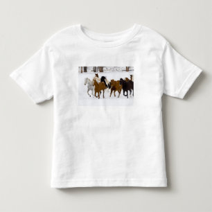 T-shirts Uma paisagem de inverno de cavalos correndo