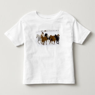 T-shirts Uma paisagem de inverno de cavalos correndo