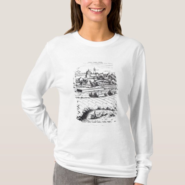 T-shirts Uma seção de um mapa de Milão, 1640 (Frente)