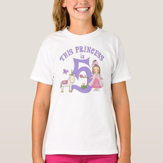 T-shirts Unicorn Princess 5 Birthday (Frente)