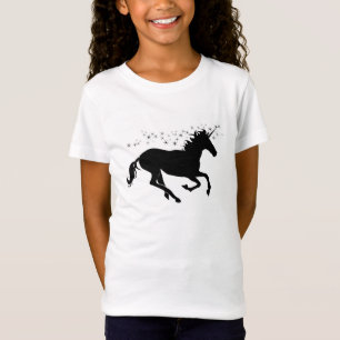 T-shirts Unicórnio preto com estrelas mágicas