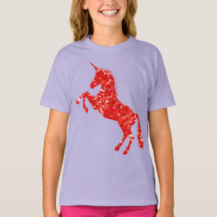 T-shirts Unicórnio vermelho bonito