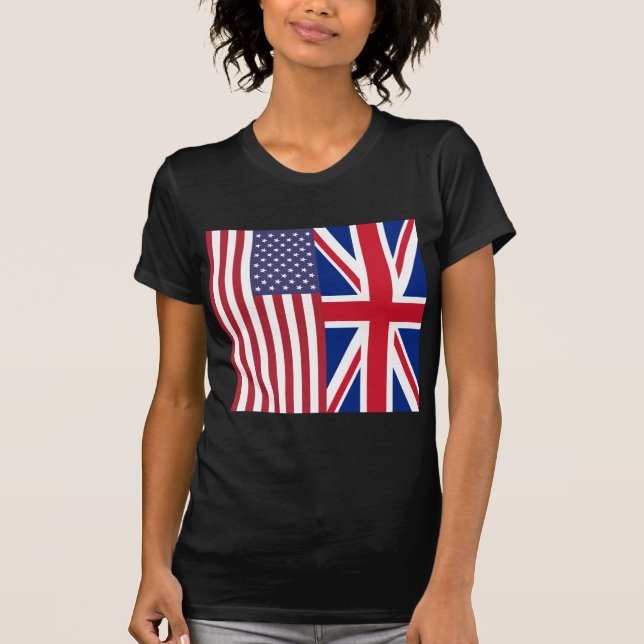 T-shirts Union Jack e bandeiras dos Estados Unidos da (Frente)