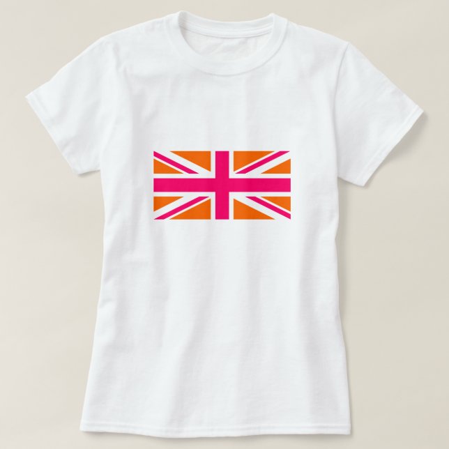 T-shirts Union Jack laranja e rosa (Frente do Design)