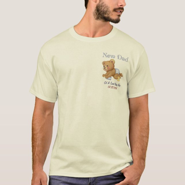T-shirts Ursinho de rastreamento - Novo papai do garoto - P (Frente)