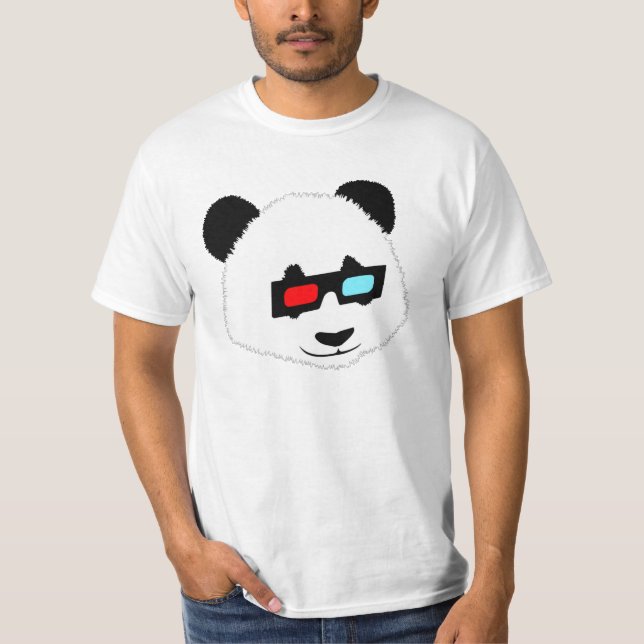 T-shirts Urso de panda com vidros 3D (Frente)