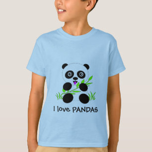 T-shirts Urso de panda eu amo o Tshirt das PANDAS